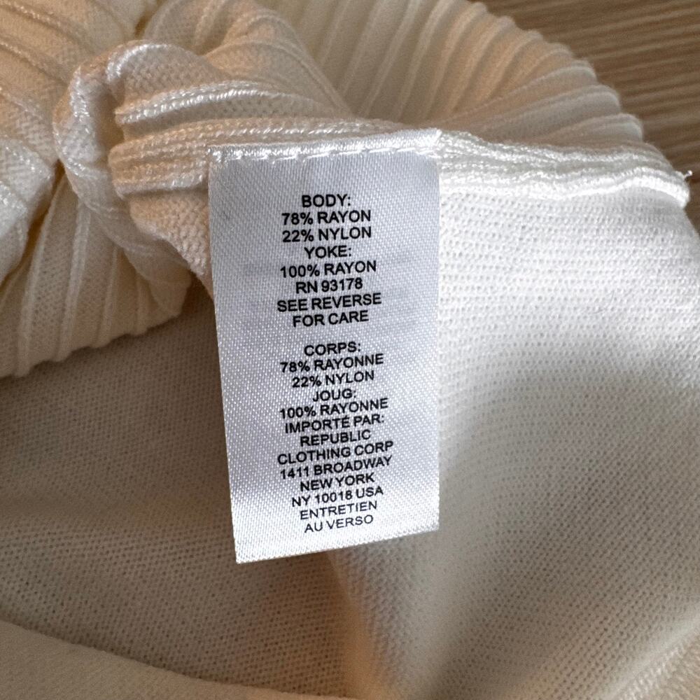 NWT Tahari Ivory Ribbed Knit Sheer Mesh Yoke Sleeveless Top Size Large - Picture 9 of 9